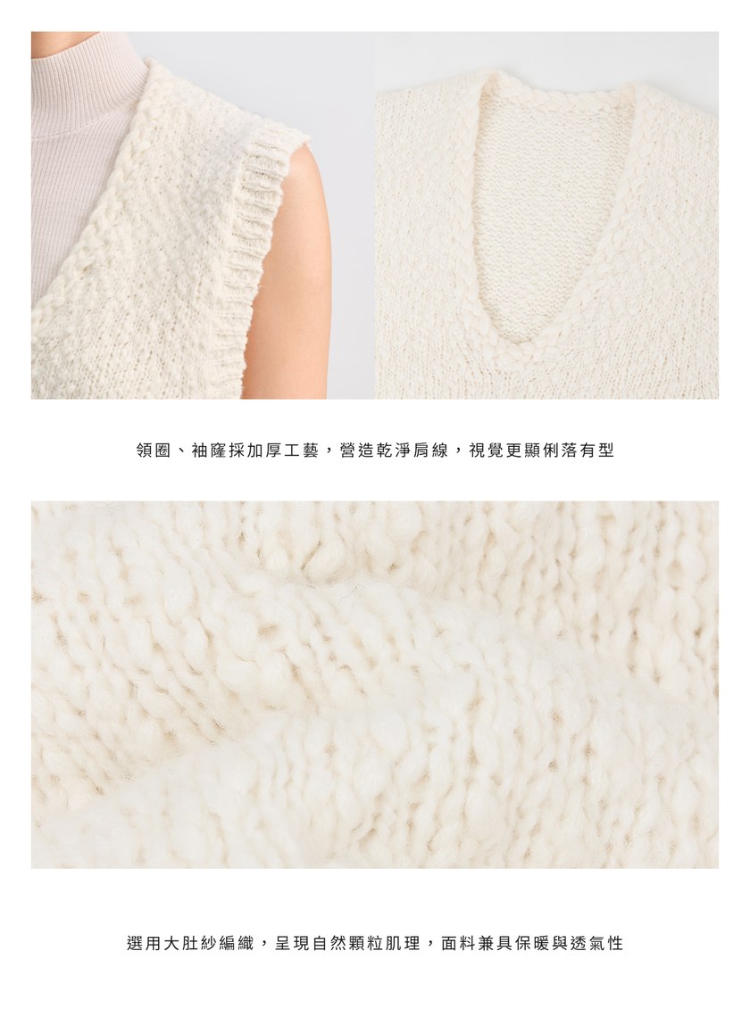 休閒肌理感V領針織背心