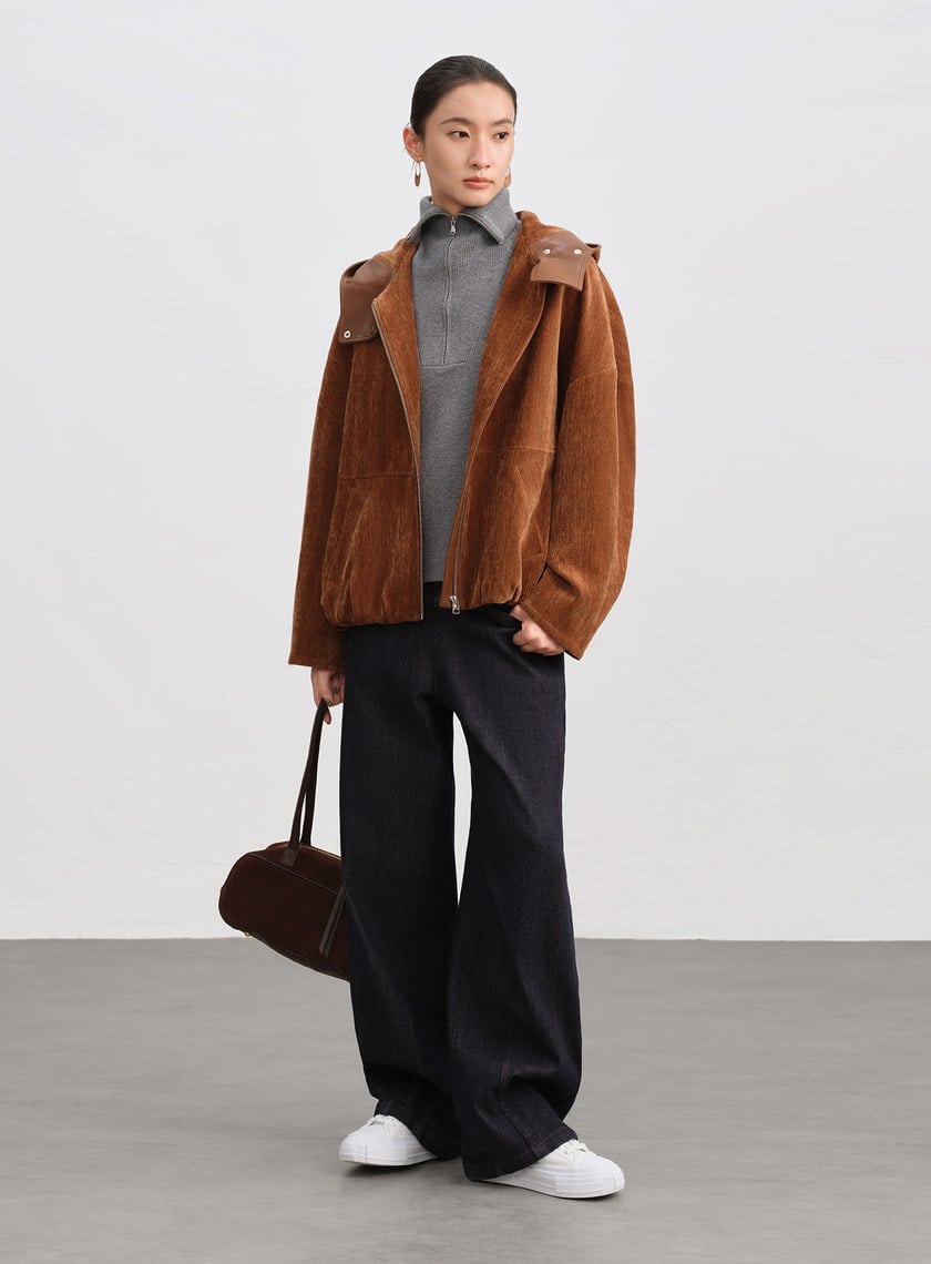 絲光羊毛翻領拉鍊針織背心