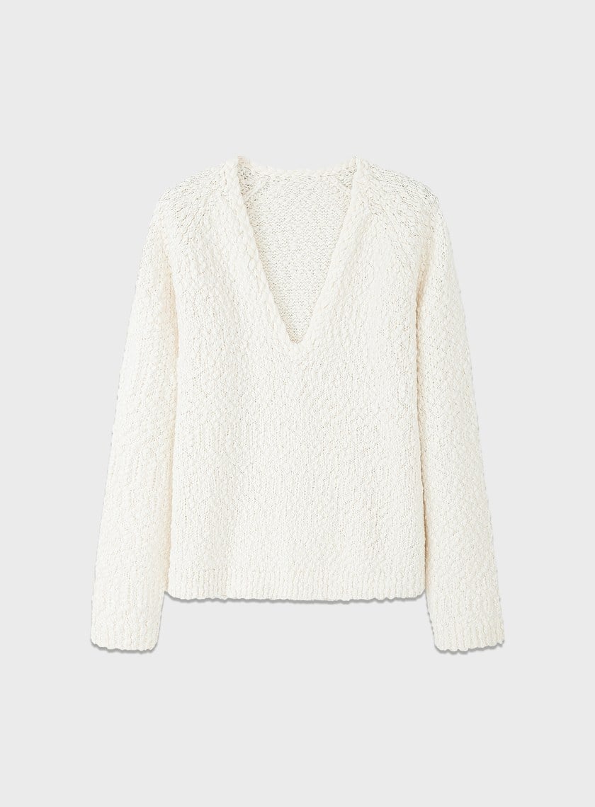 休閒肌理感V領毛衣