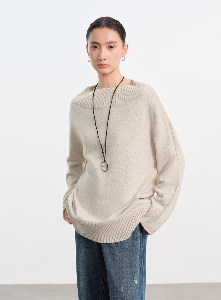 優雅寬領羊毛衫