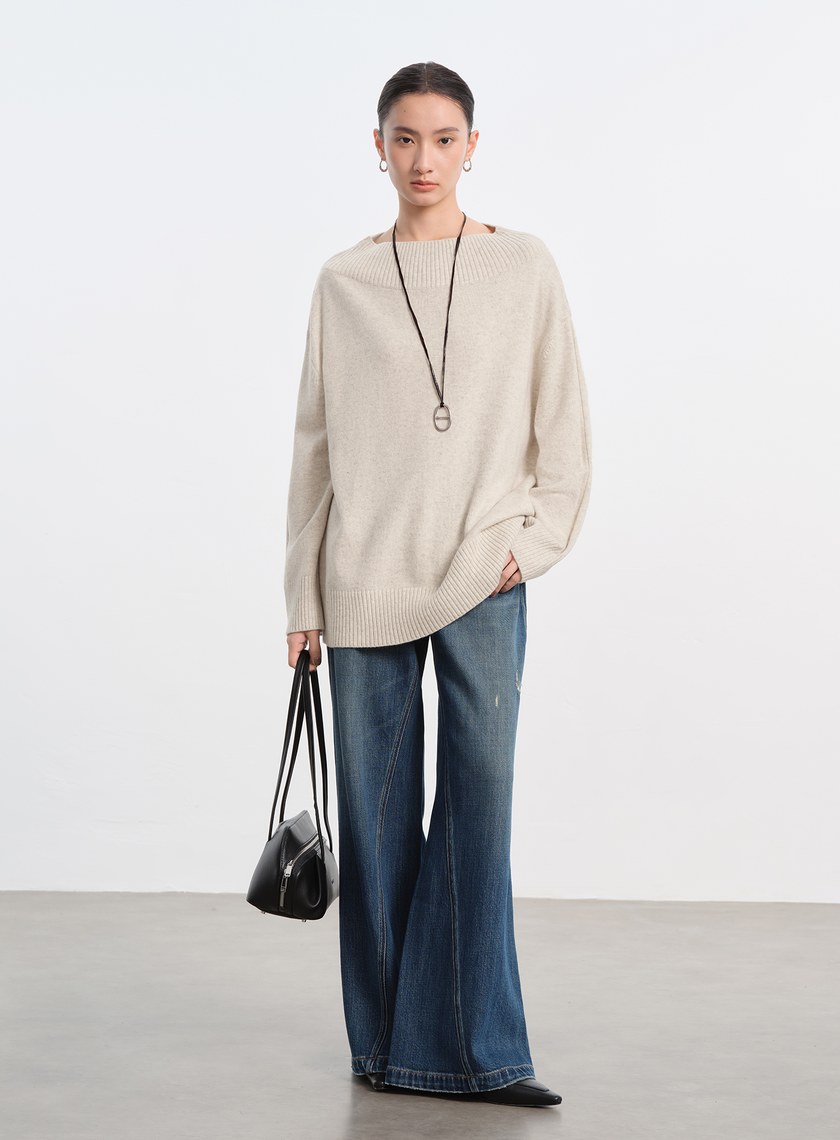 優雅寬領羊毛衫