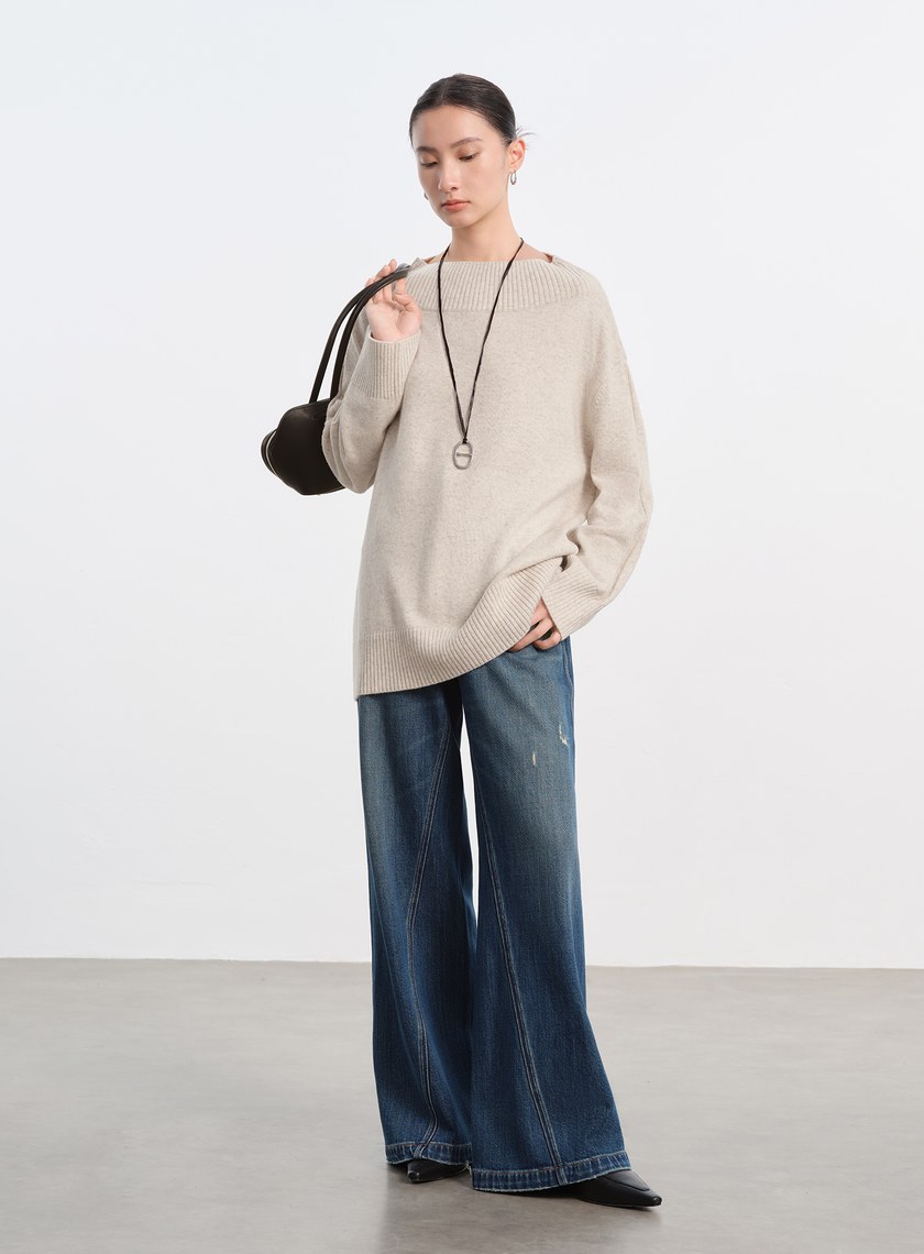 優雅寬領羊毛衫