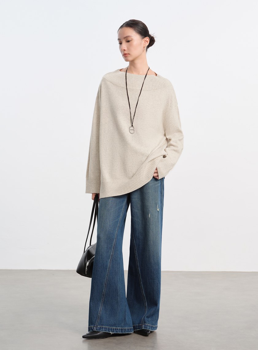 優雅寬領羊毛衫