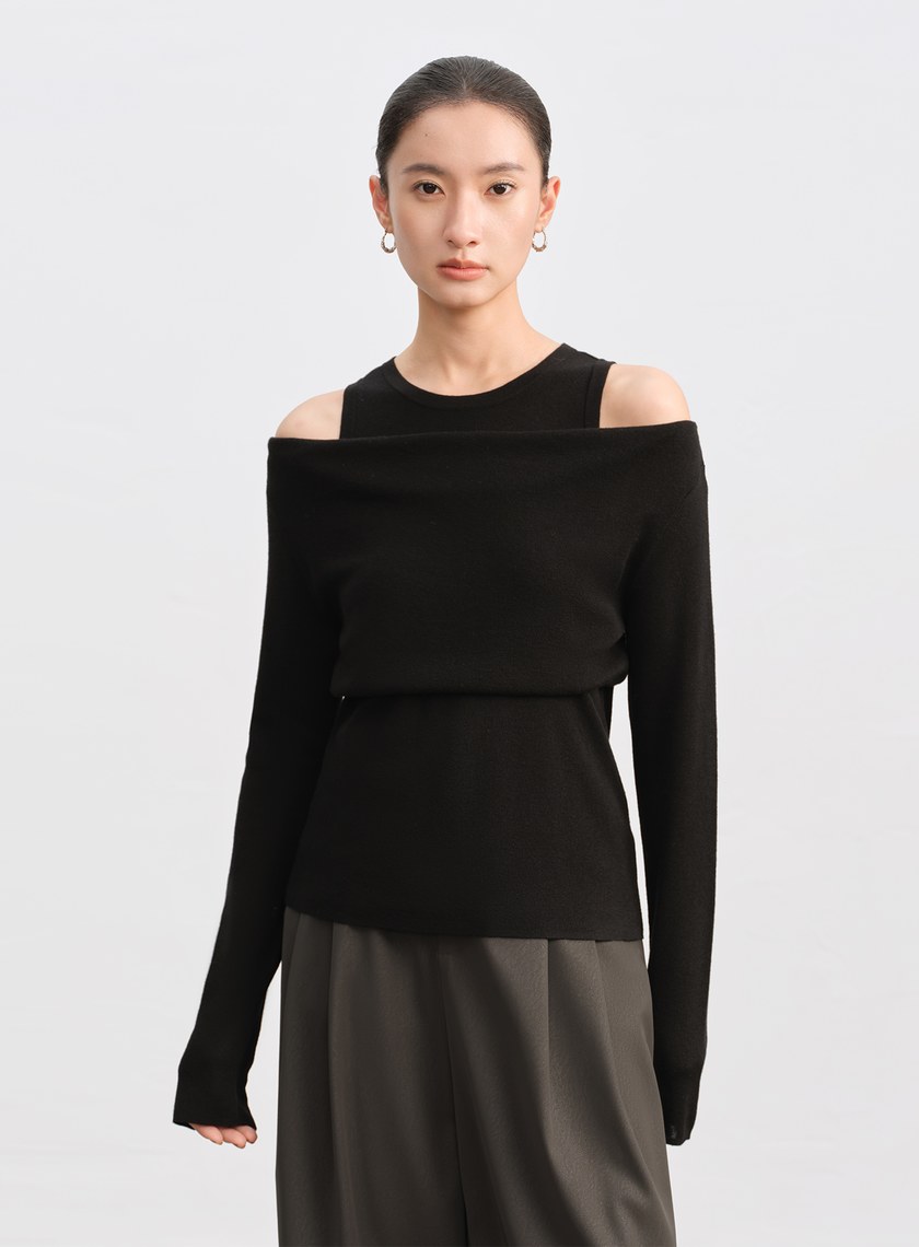 假兩件式造型針織上衣