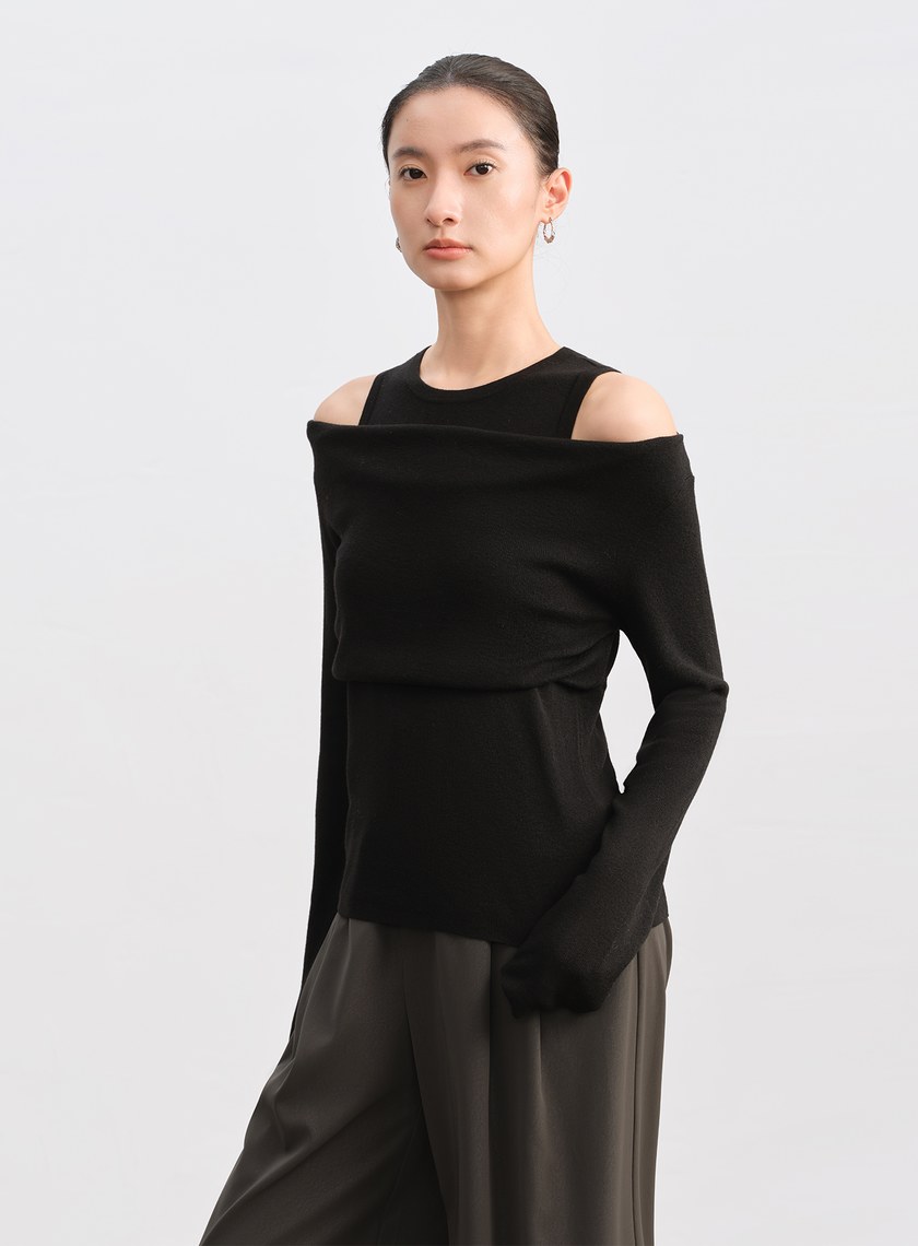 假兩件式造型針織上衣