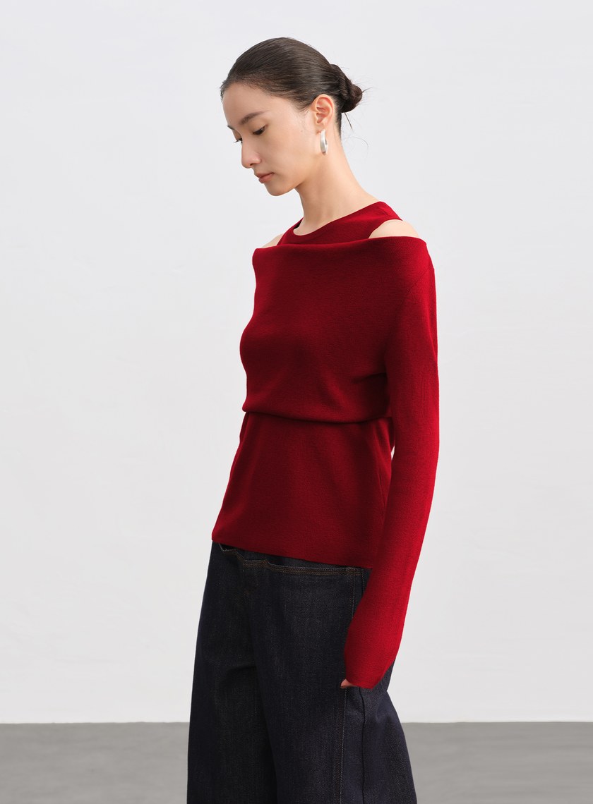 假兩件式造型針織上衣