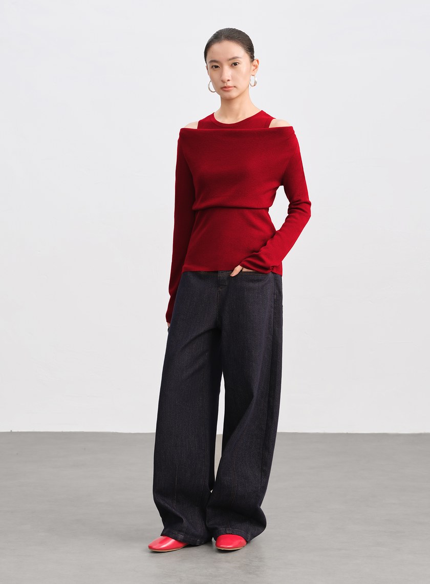 假兩件式造型針織上衣