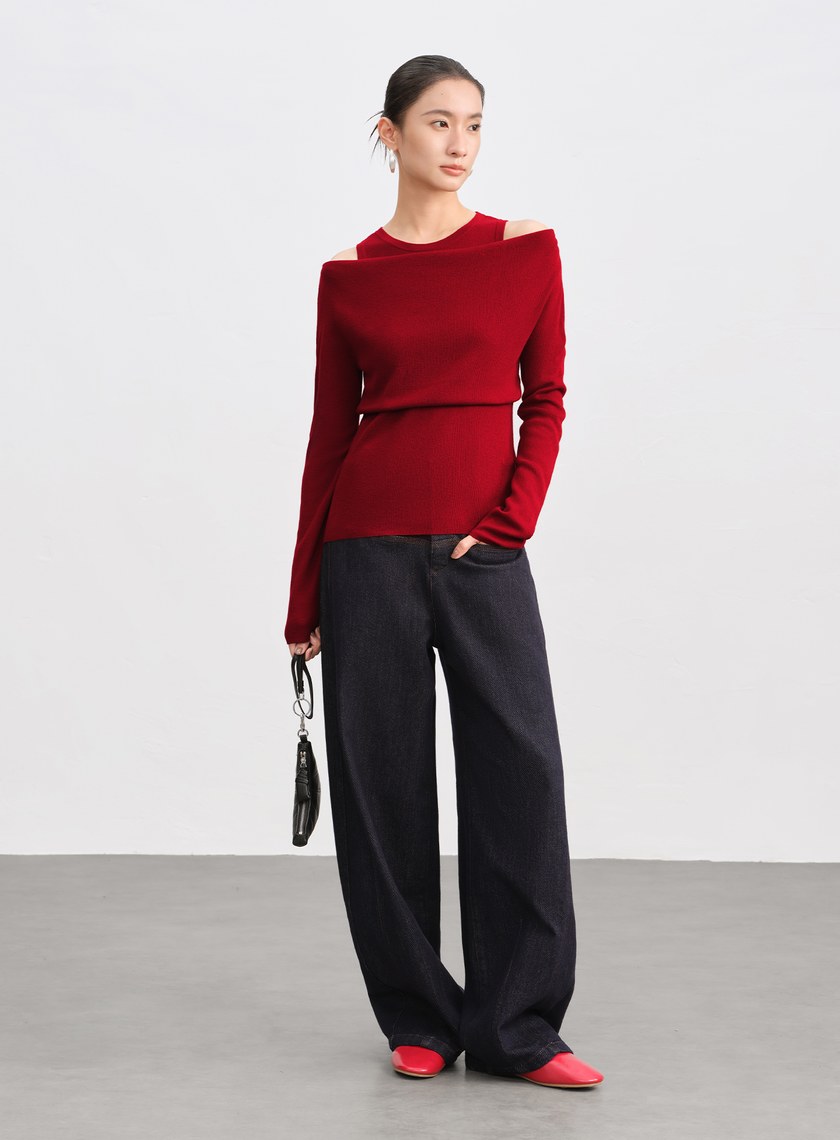 假兩件式造型針織上衣