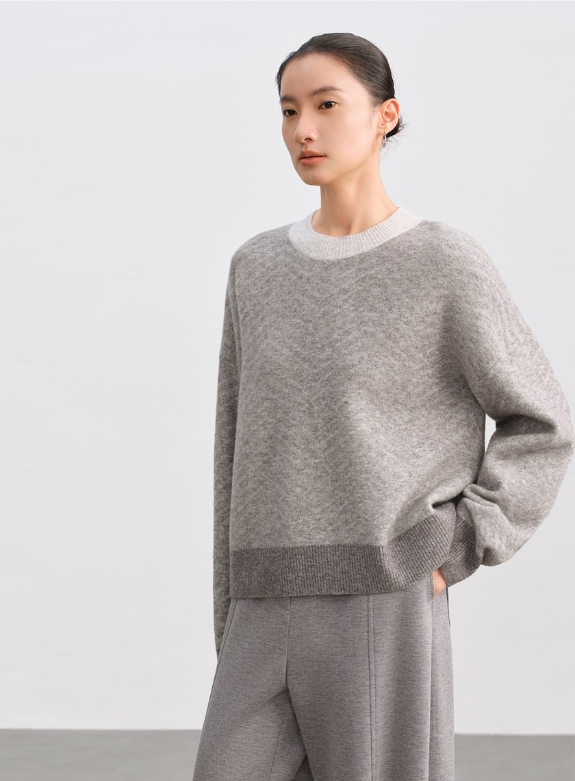 美麗諾人字紋針織上衣