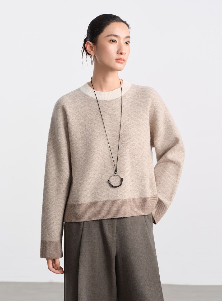 美麗諾人字紋針織上衣