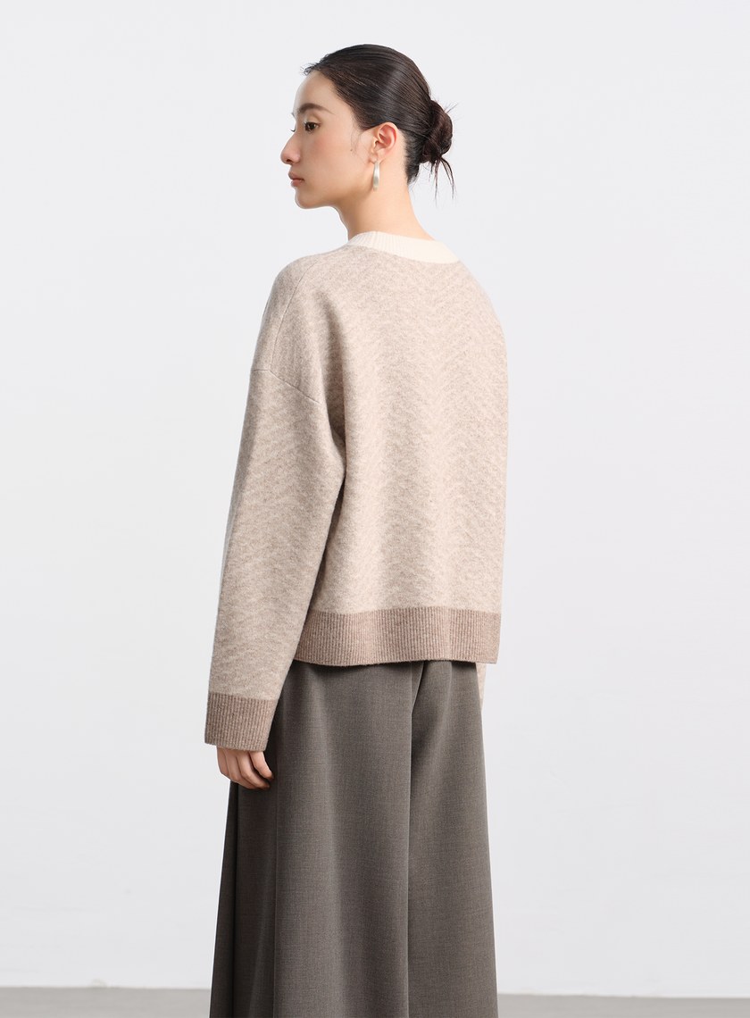 美麗諾人字紋針織上衣