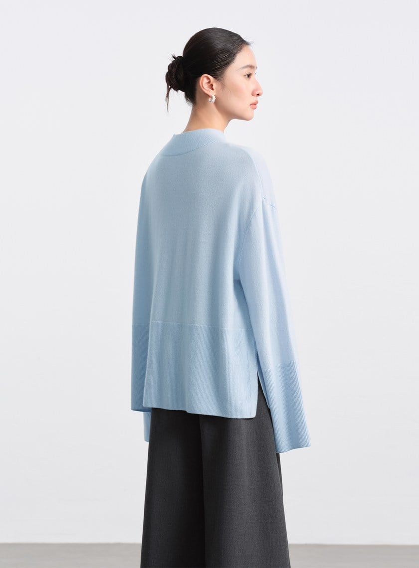 蓬暖高領羊絨混紡毛衣