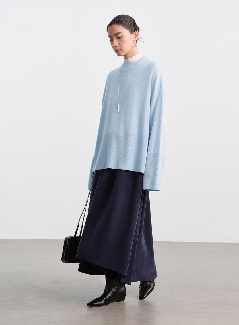 蓬暖高領羊絨混紡毛衣