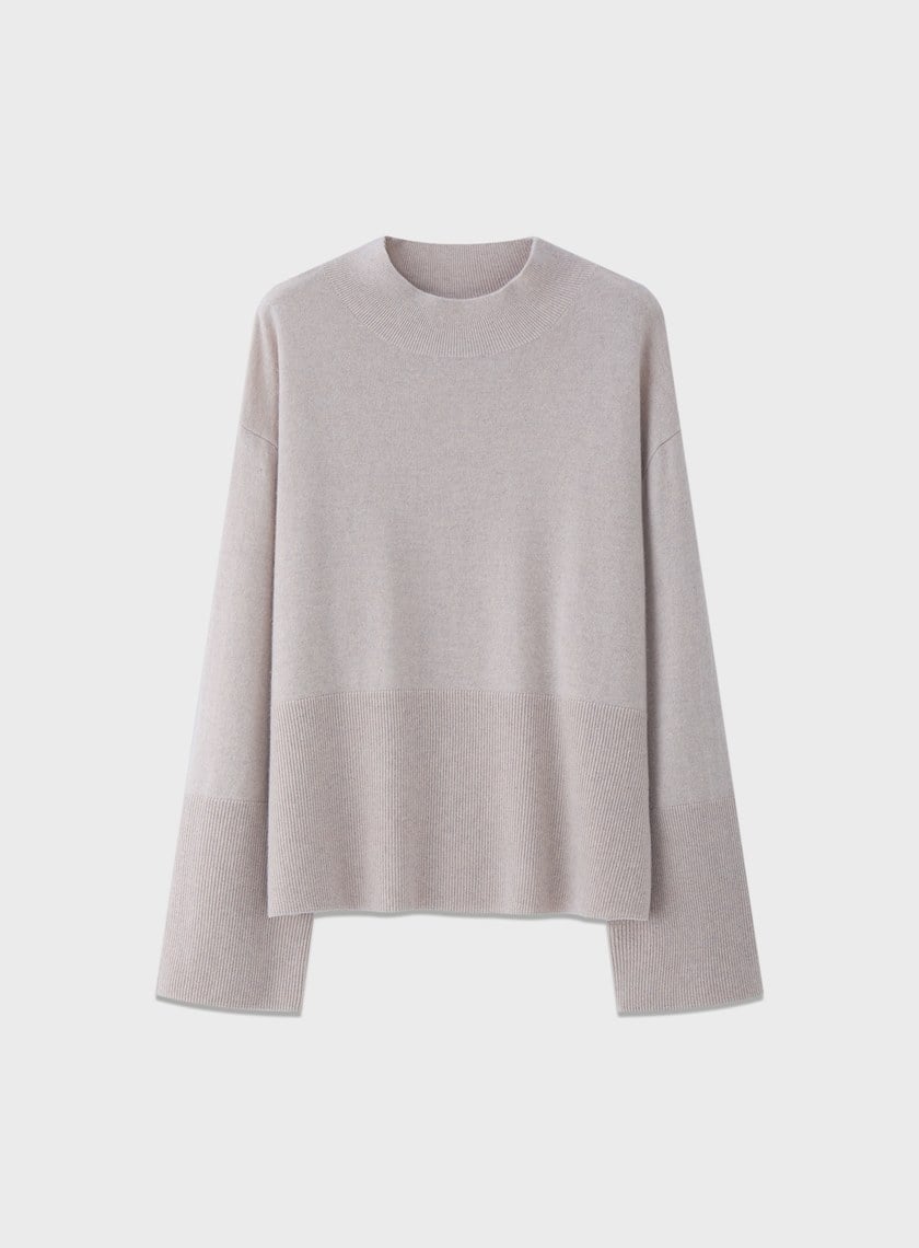 蓬暖高領羊絨混紡毛衣