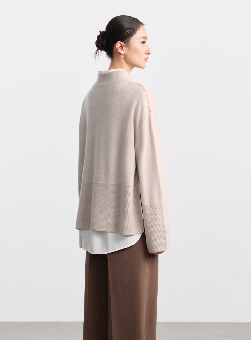 蓬暖高領羊絨混紡毛衣