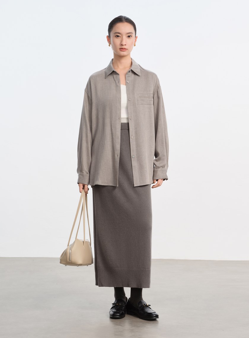 優雅羊毛針織半裙