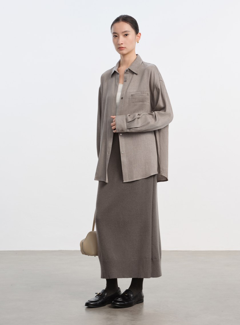 優雅羊毛針織半裙