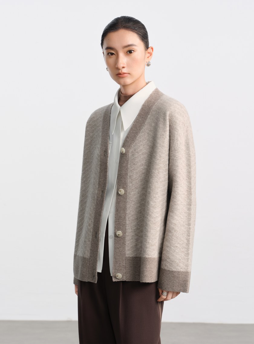 美麗諾人字紋開襟外套