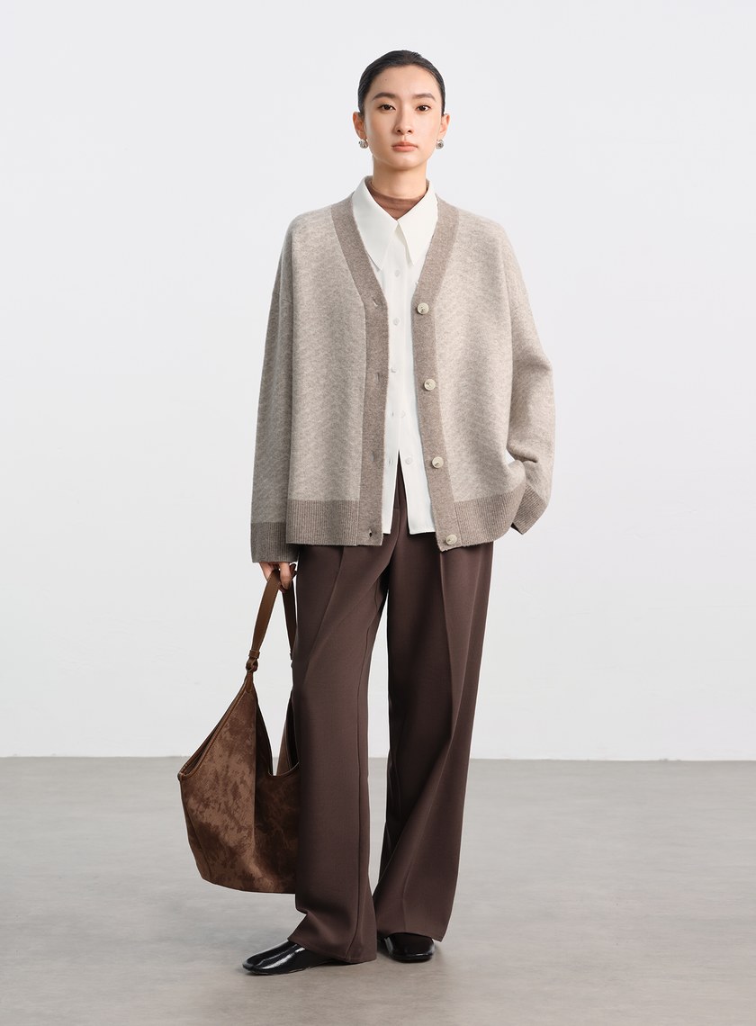 美麗諾人字紋開襟外套