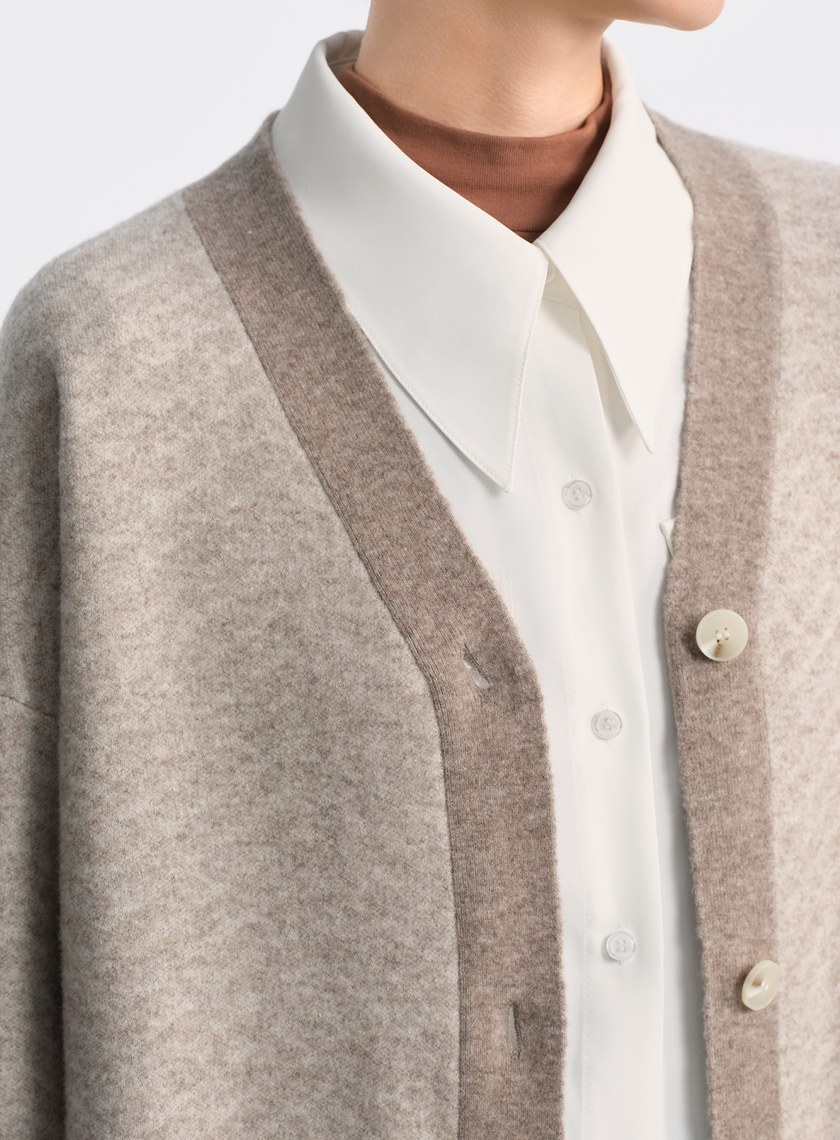 美麗諾人字紋開襟外套