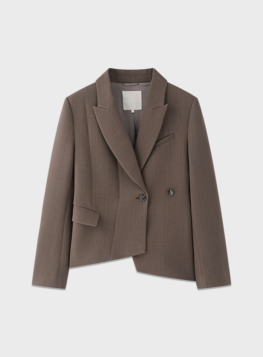 挺廓感不對稱收腰西裝外套