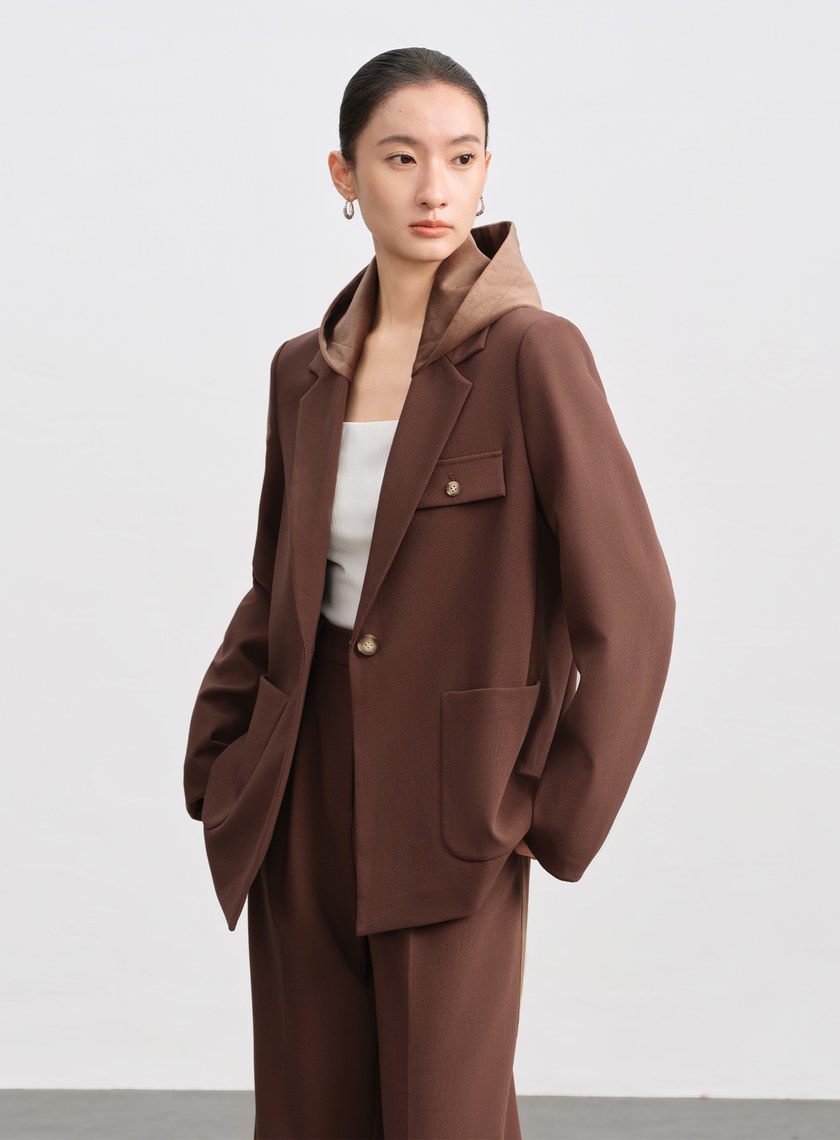 可拆卸連帽西裝外套