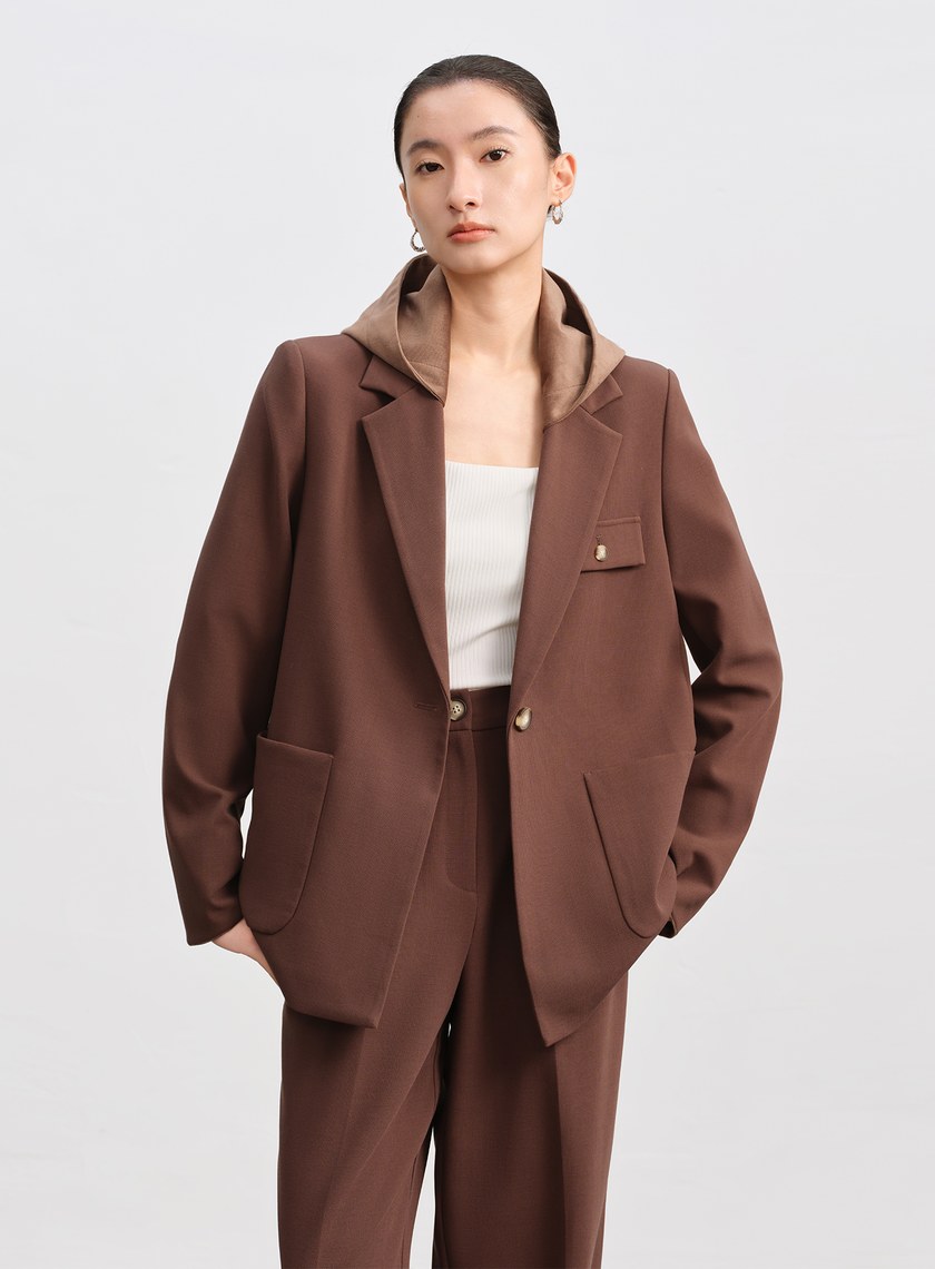 可拆卸連帽西裝外套