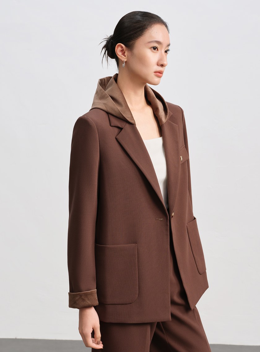 可拆卸連帽西裝外套