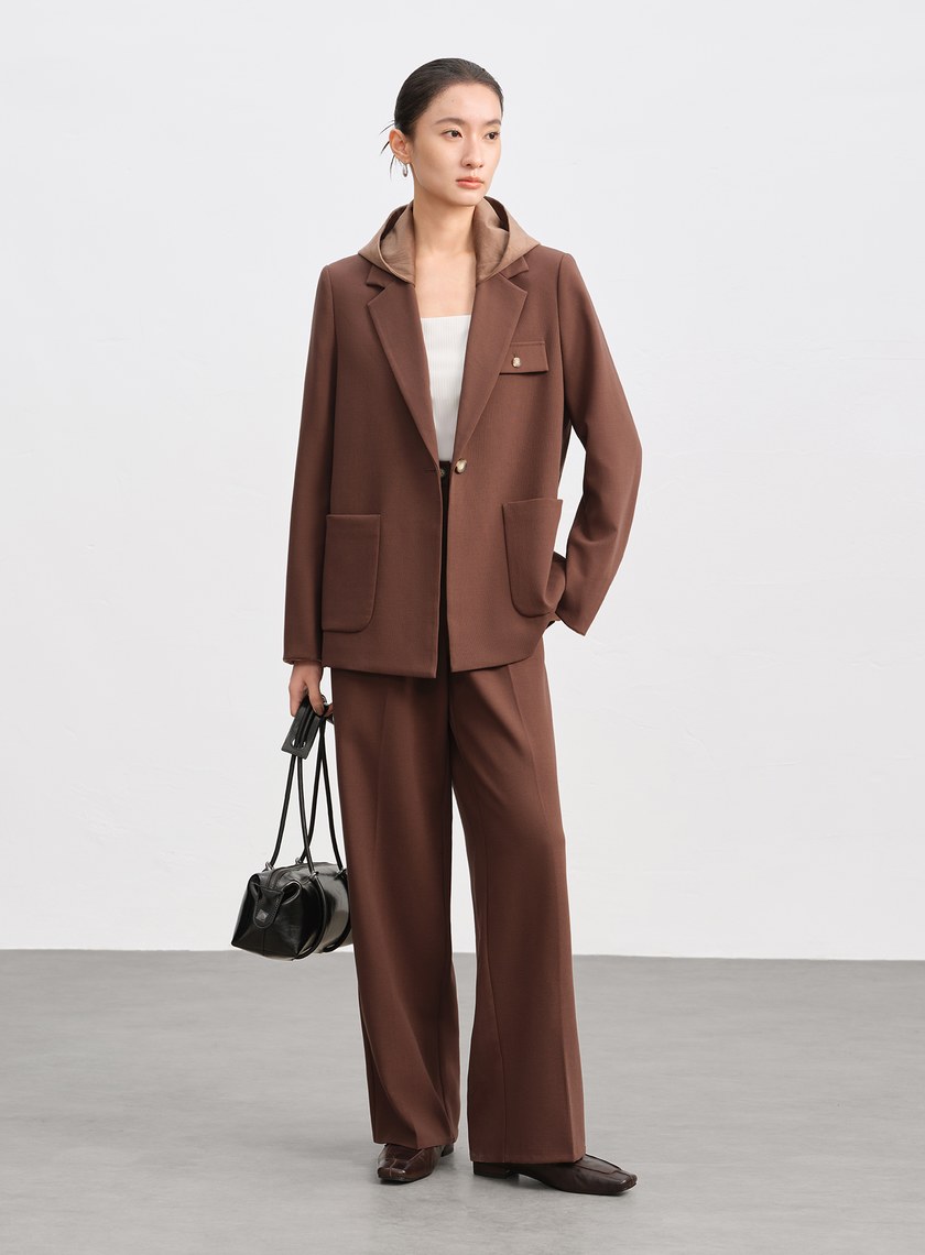 可拆卸連帽西裝外套