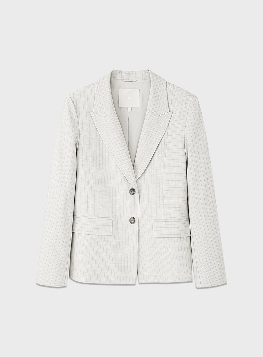 都會條紋不對稱剪裁西裝外套