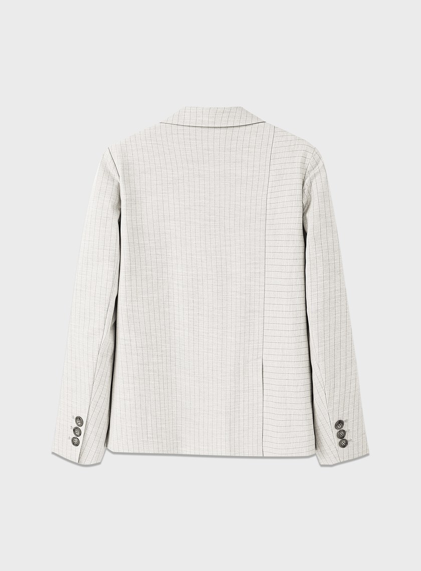 都會條紋不對稱剪裁西裝外套