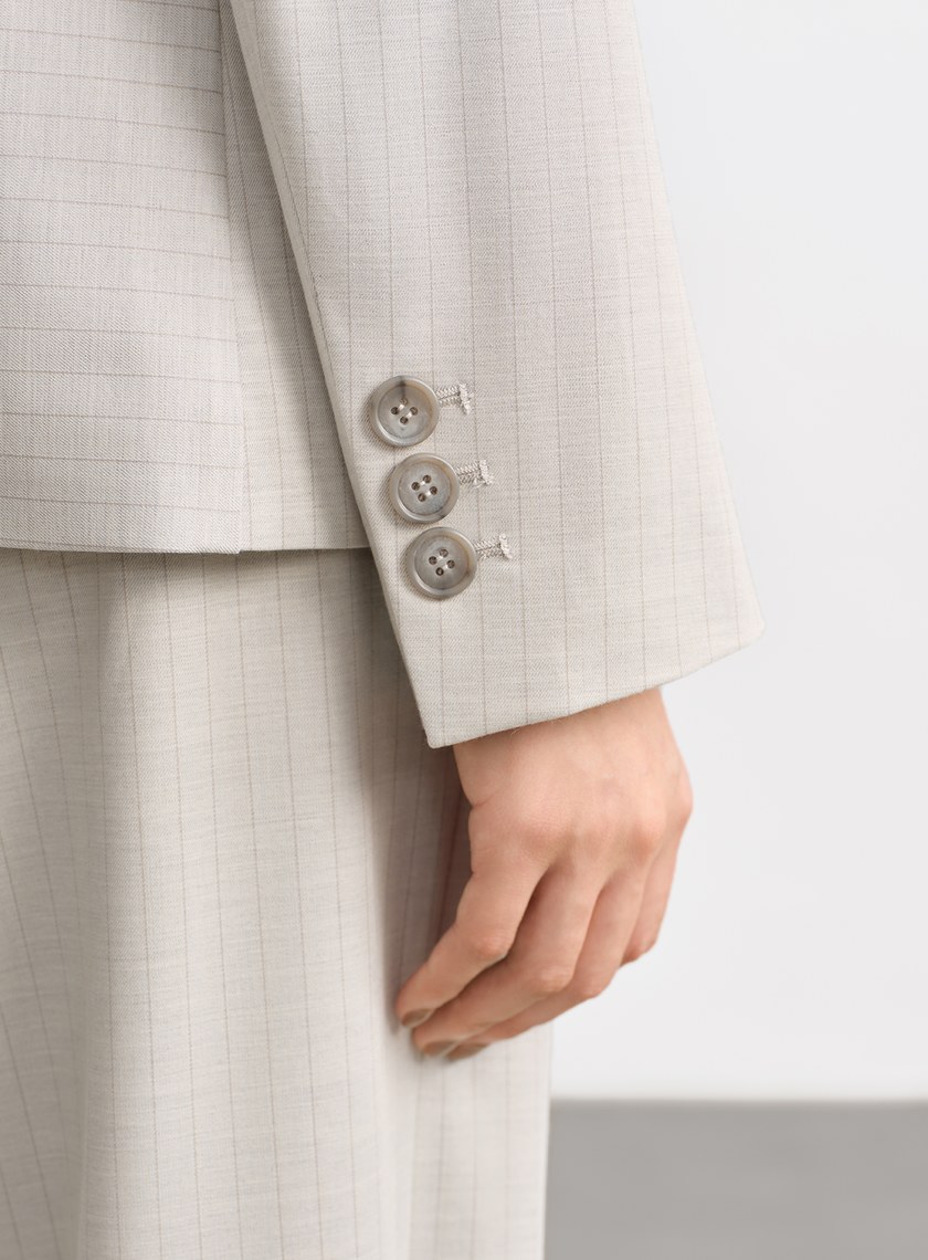 都會條紋不對稱剪裁西裝外套