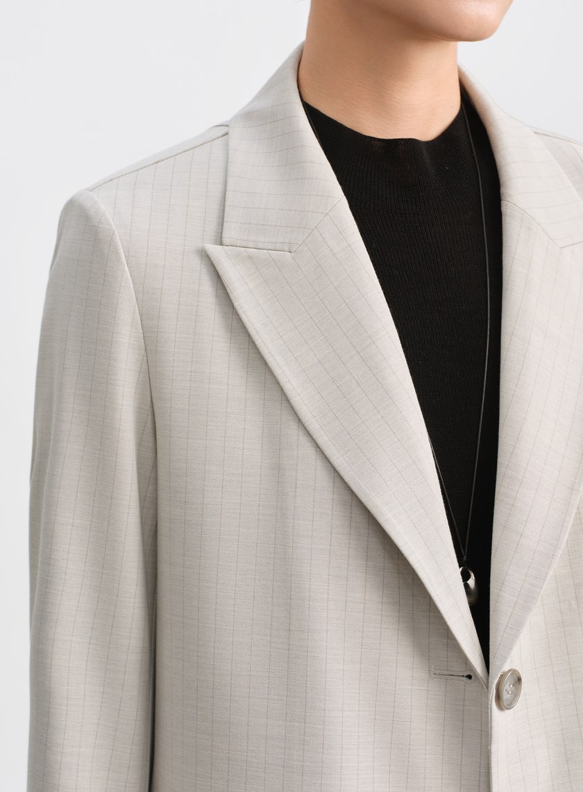 都會條紋不對稱剪裁西裝外套