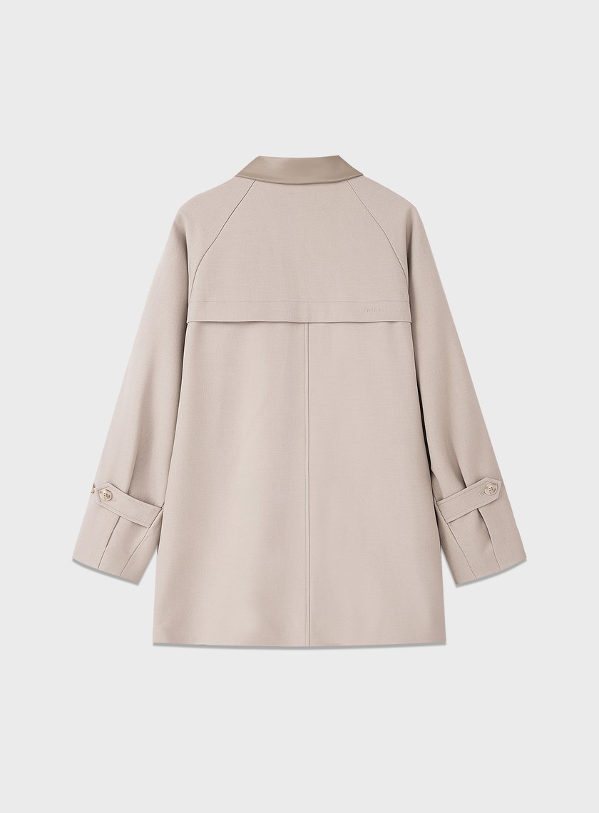 格紋拼接巴恩風中長版風衣