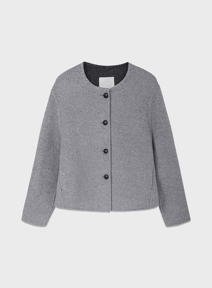 雙面毛呢無領短版外套