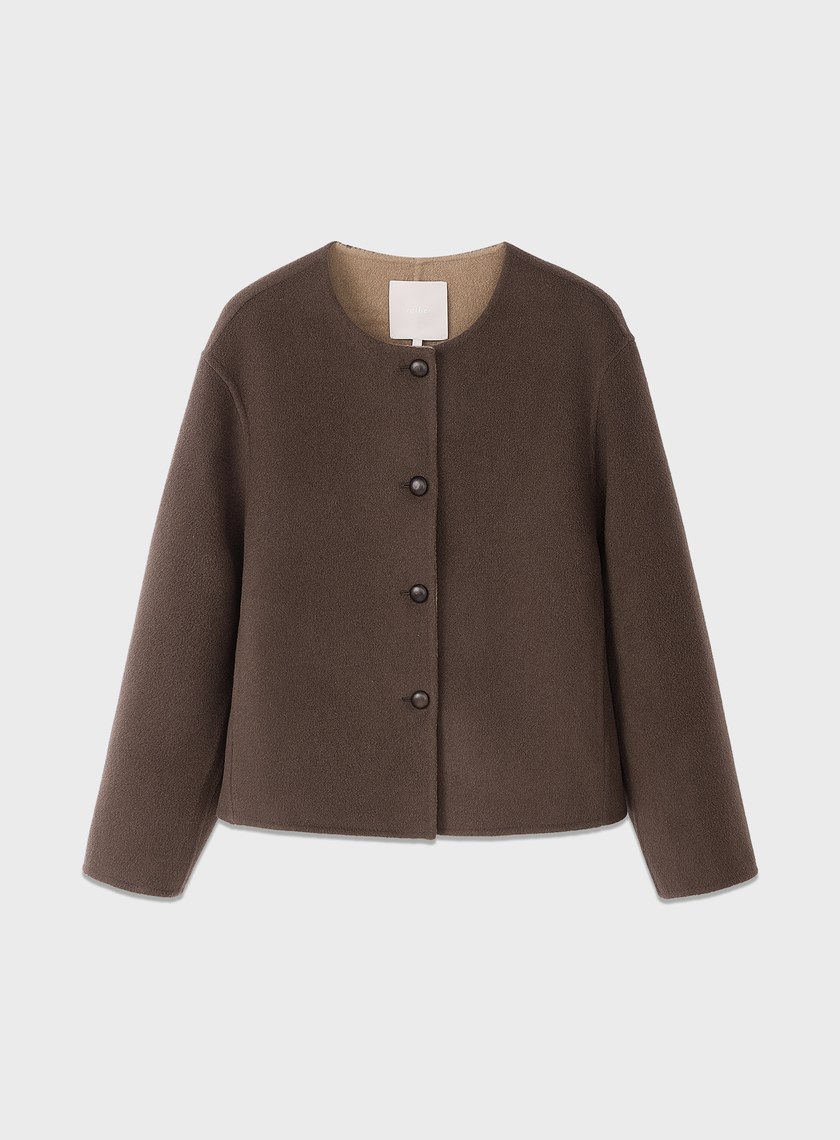 雙面毛呢無領短版外套