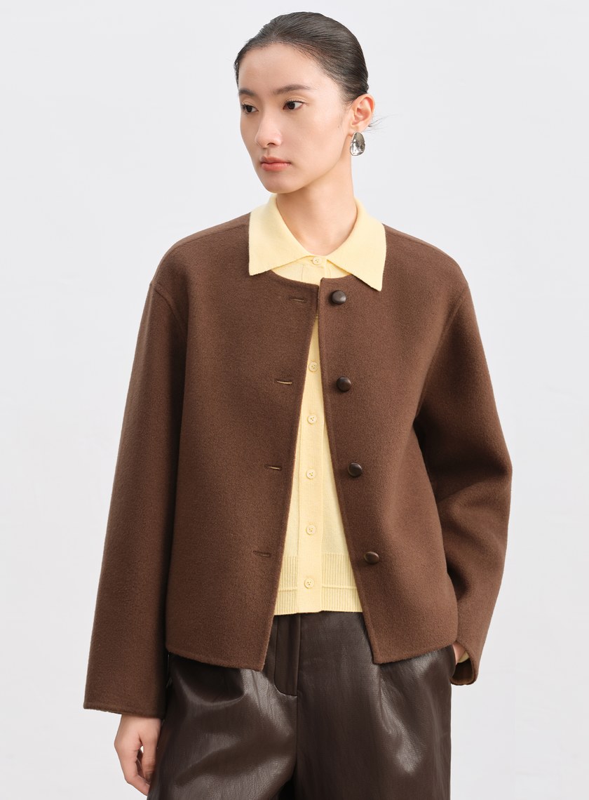 雙面毛呢無領短版外套