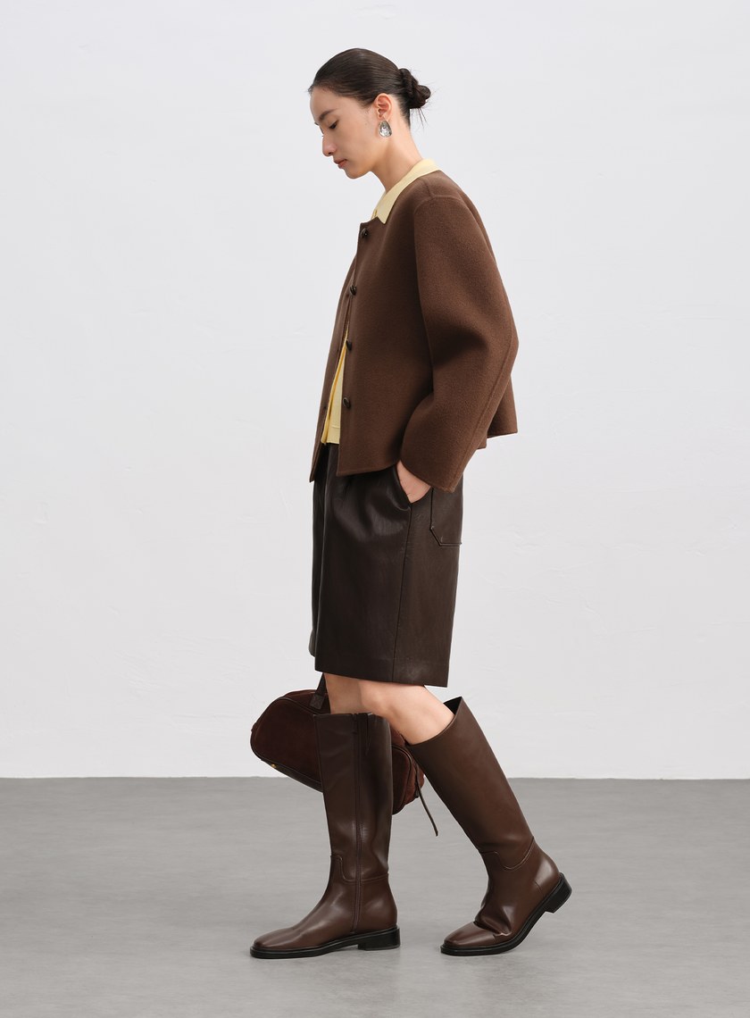 雙面毛呢無領短版外套