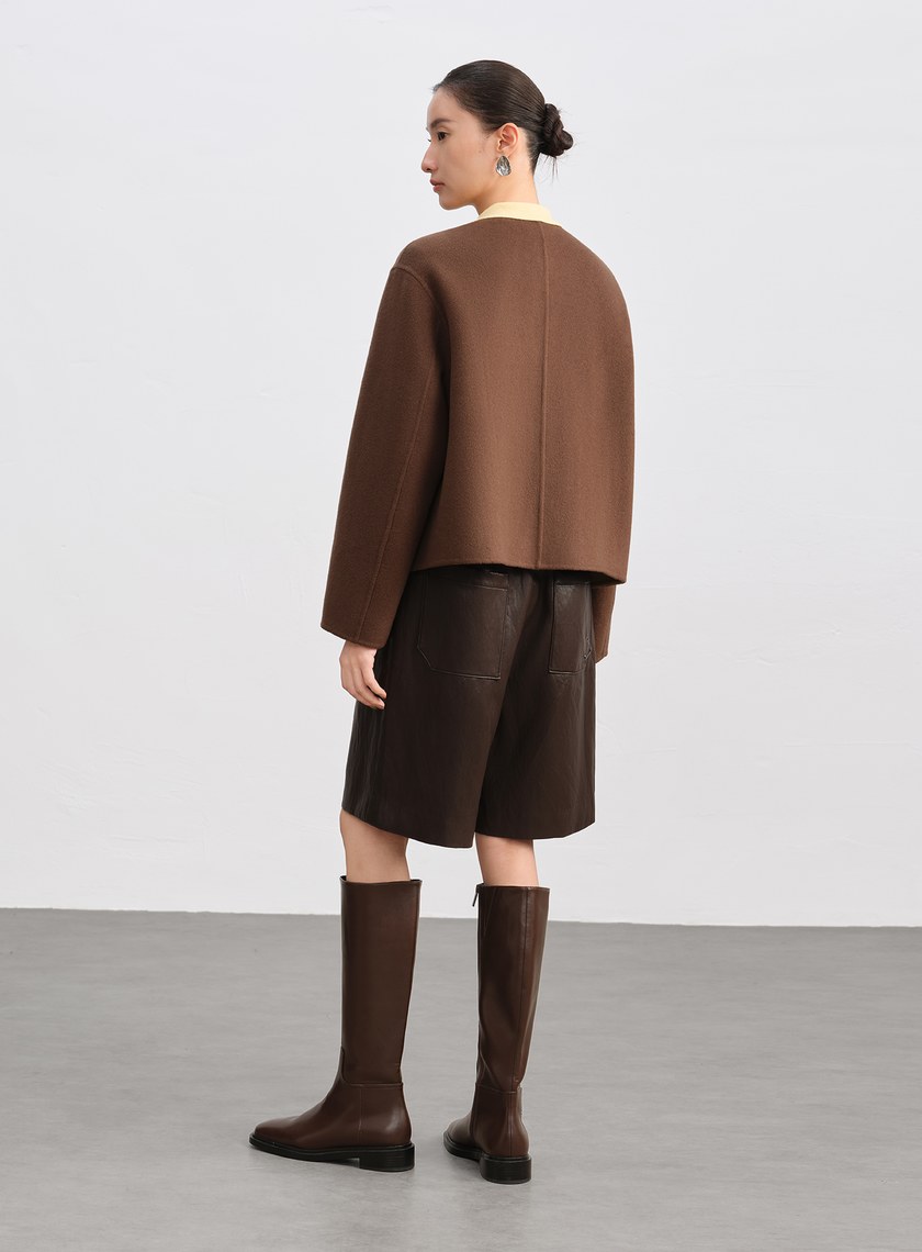 雙面毛呢無領短版外套