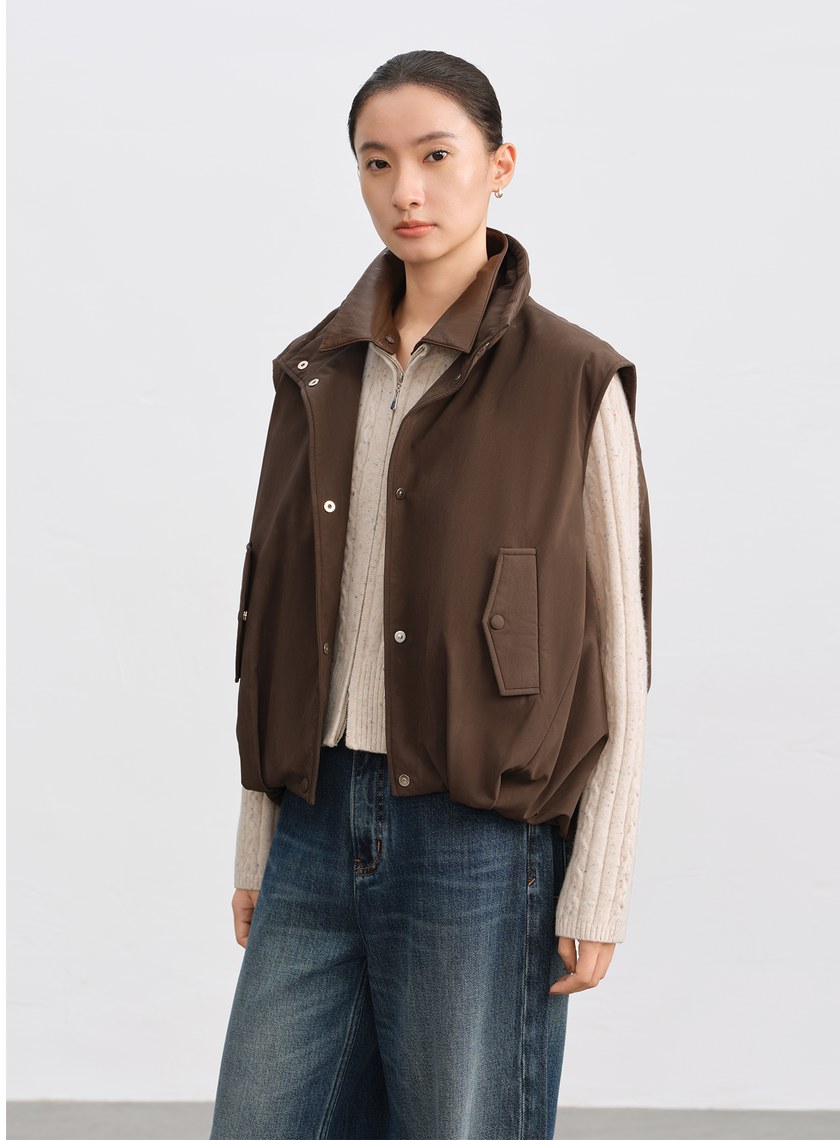 霧面水洗感麂皮馬甲