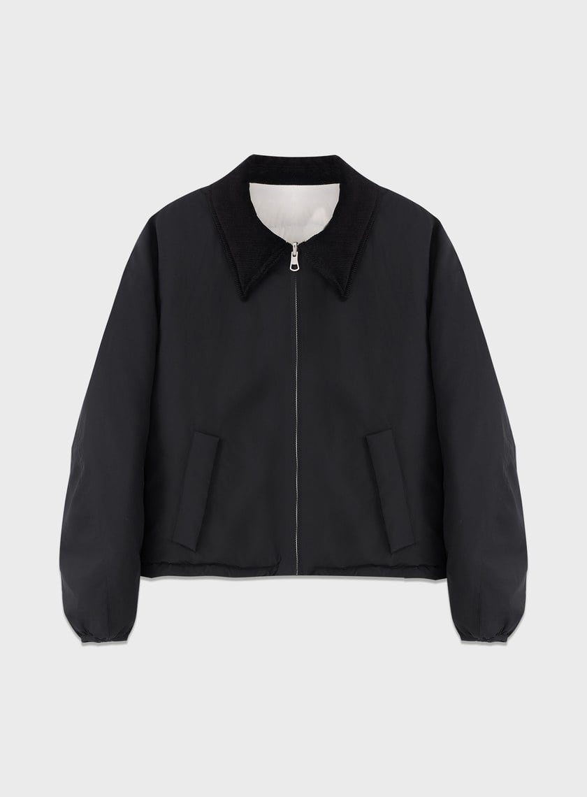 雙面巴恩領片短版羽絨外套