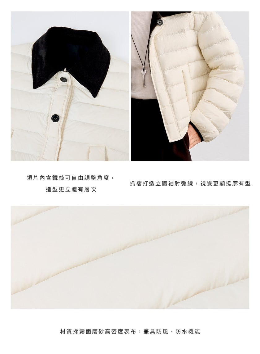 雙面巴恩領片短版羽絨外套