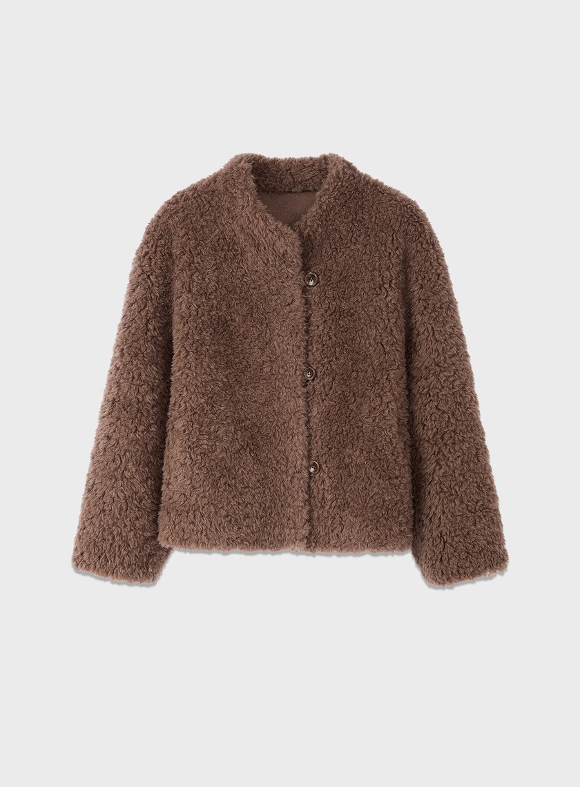 挺廓感羊毛半高領外套