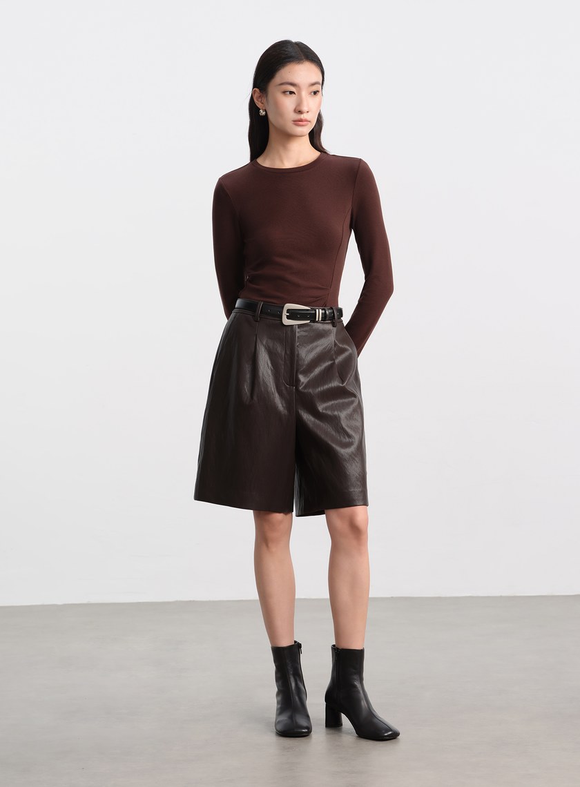 真皮霧銀椭圓造型皮帶