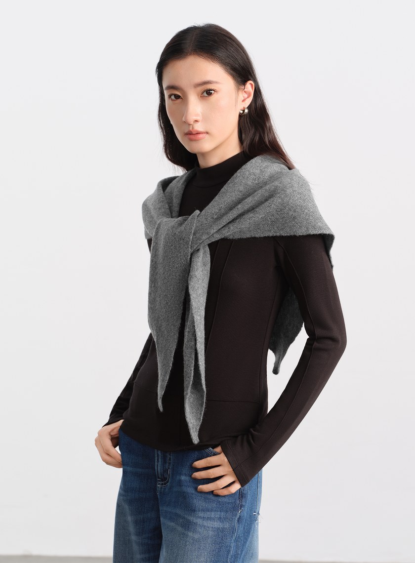 100%純羊毛三角披巾