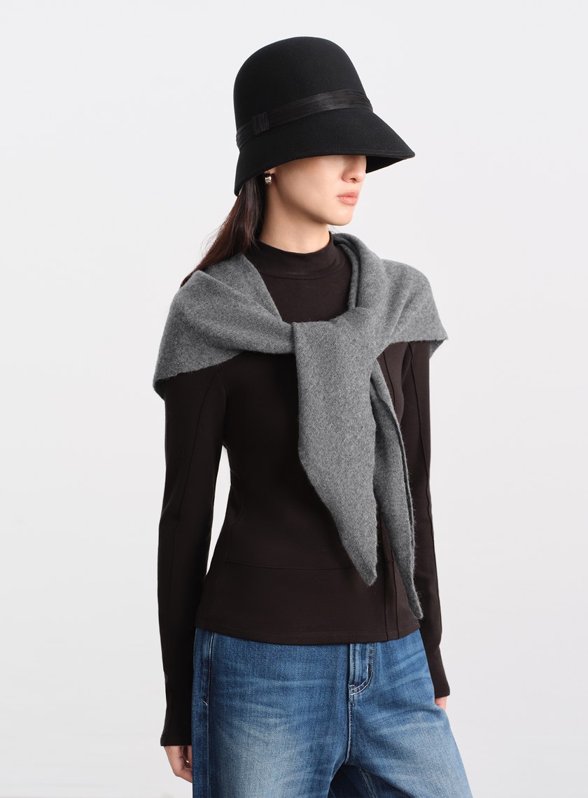 100%純羊毛三角披巾