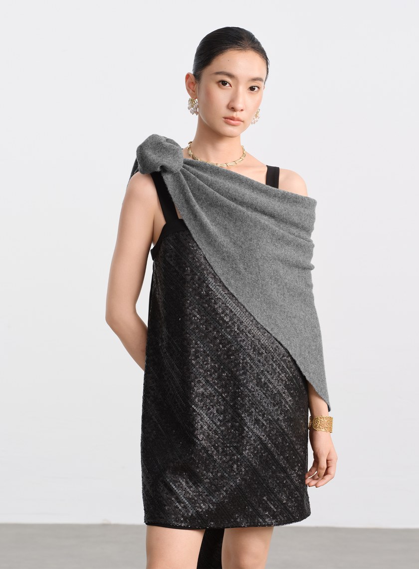 100%純羊毛三角披巾