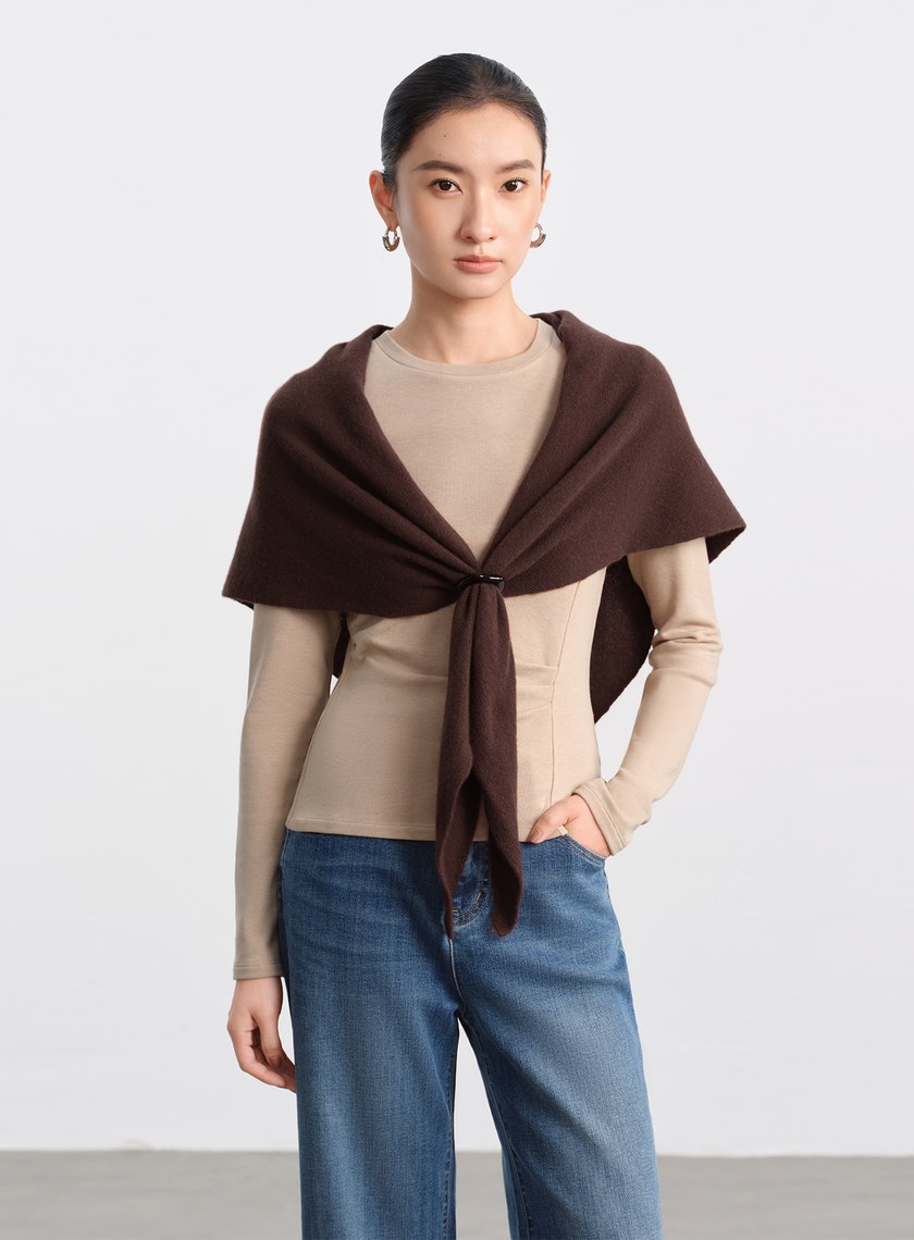 100%純羊毛三角披巾