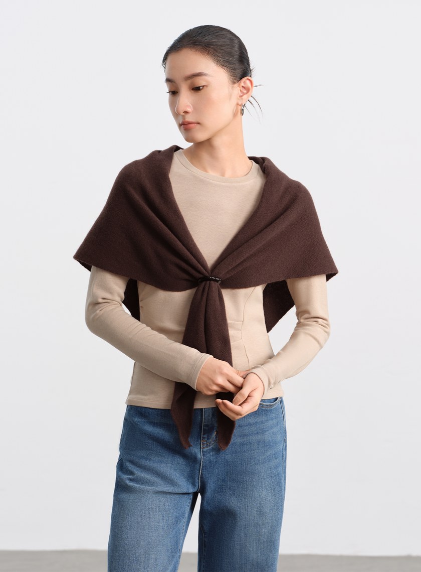 100%純羊毛三角披巾