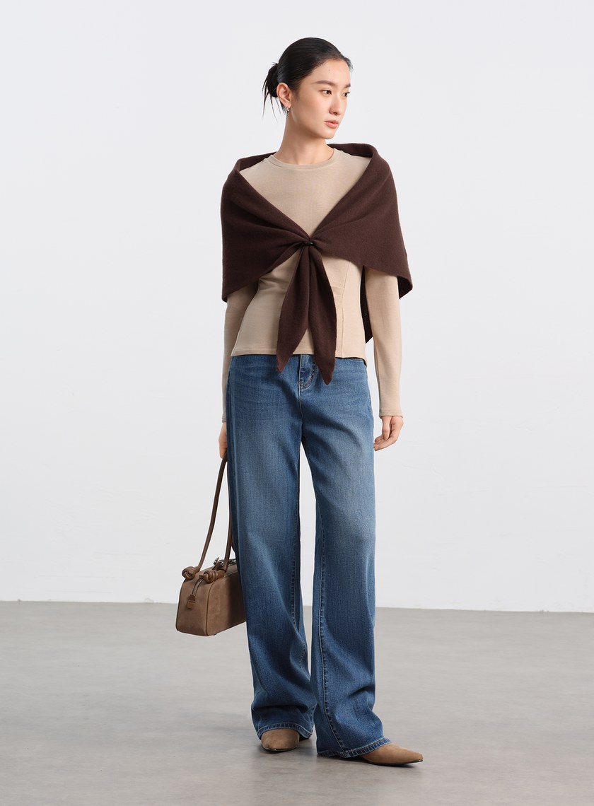 100%純羊毛三角披巾